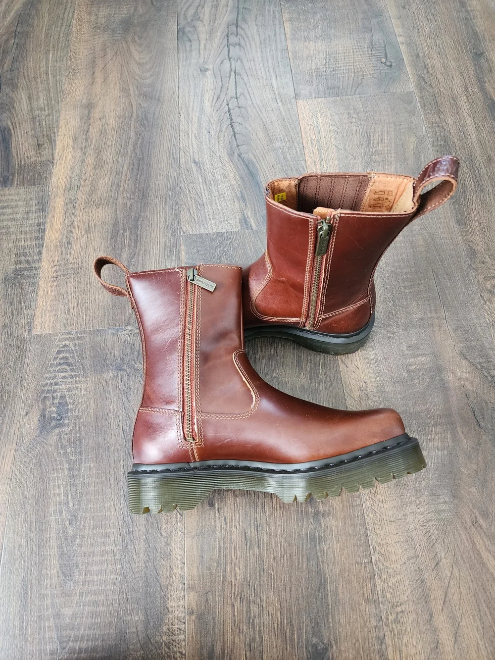 Dr. Martens Chestnut Brown Leather Side-Zip AMAAYAH LO Boots - Picture 3 of 10